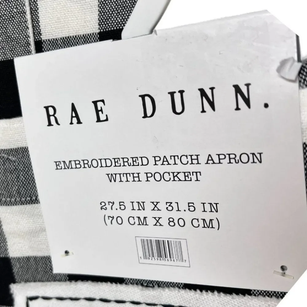 Rae Dunn Blessed /Cook /Home Sweet Home Apron Embroidered Patch‎ Pocket Checked